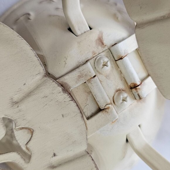 Serving Tray 3 Tier vtg cream punched metal filigree folding snack sample appeti - Picture 9 of 10